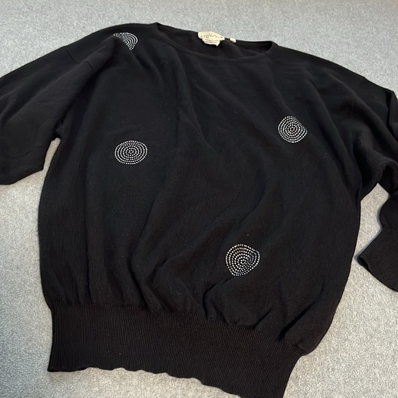Vintage Gianni Versace Cashmere Sweater Womens Medium Rhinestones Old Money - Picture 11 of 15